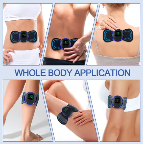 Smart Mini Massage Pad | LCD Electrotherapy Massager for Neck, Back & Waist